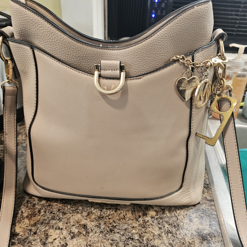 Mia K. Collection Shoulder Bag with Gold Accents